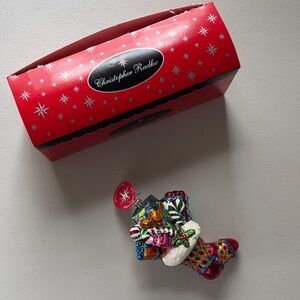 Christopher Radko Red Multicolor Jester Stocking Ornament